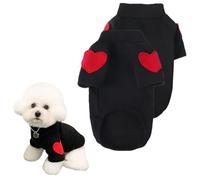 SamHeng Dog Sweatshirt Turtleneck Small Dog Hoodie Fleece Inside Dog Jumper Pet Dog Cat Sweater Pullover Warm Dog Clothes with Heart Print for Teddy Chihuahua Schnauzer Indoor Outdoor Wear (Black-M)