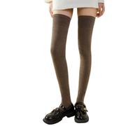 SamHeng Extra Long Thigh High Socks, High Boot Stockings Over The Knee Socks Leg Warmer for Women Girls, High Thigh Stockings Knitted Warmer Socks for Daily Wear (Coffee)
