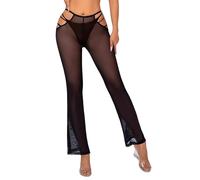 SamHeng Flared Mesh Trousers for Women Sheer Beach Cover up Trousers M