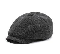 SamHeng Flat Cap for Men, One Size Peaked Cap for Men Women Winter Autumn, Peaky Herringbone Baker Men Newsboy Caps for Sports Fishing Golf, Adjustable Tweed Irish Cabbie Gatsby Cap Black