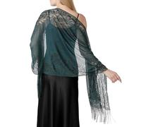 SamHeng Lace Floral Shawls and Wraps for Women, Solid Color Elegant Long Tassel Scarf 185x65CM Soft Lightweight Evening Dresses Stole Wedding Cover Up for Ladies Bridal Cocktail Party, Dark Green