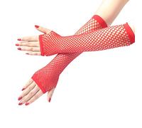 SamHeng Long Fishnet Gloves, Black Fingerless Arm Warmers Mesh Fancy Dress Gloves, Fancy Dress Punk Accessory for Women Girls Kids 80s Costume Evening Party Supplies Tutu Rave Hen Night