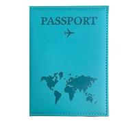 SamHeng Map Passport Holder, Portable Universal Passport Cover for Women Men, PU Leather Airplane Travel Wallet Case Organiser for Passport Credit Cards Boarding Passes (Lake Blue)