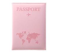 SamHeng Map Passport Holder, Portable Universal Passport Cover for Women Men, PU Leather Airplane Travel Wallet Case Organiser for Passport Credit Cards Boarding Passes (Pink)