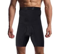 SamHeng Men Tummy Control Shorts, High Waist Slimming Shapewear Pants Compression Shorts Body Shaper Leg Underwear Boxer Briefs Waist Trainer Stretch Tight Pants Black