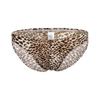 SamHeng Men's Leopard Underwear Briefs, Sexy Low Rise Men's Briefs Underwear, Soft Classic Underpants Gift for Boyfriend, Daily Stretch Breathable Underwear Pants Hipsters Trunk Underwear Brown