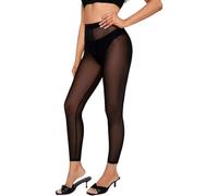 SamHeng Mesh Leggings for Women High Waisted Sheer Trousers for Going Out M