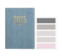 SamHeng Mini 2025 Pocket Diary, PU Texture Cover 120 Pages Daily Planner A7 Week to View Appointment Diary Planner and Organiser Palm-sized Calendar Notebook with Morandi Sticky Tabs (Blue)