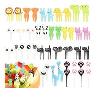 SamHeng Mini Cartoon Fruit Fork, 44 Pcs Plastic Animal Shaped Food Picks, Cute Cake Picks for Dessert Fruit Sandwich for Party Picnic Lunch Box