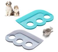 SamHeng Pet Hair Remover Brush, 2 Pcs Portable Dog Hair Remover Tool Cat Hair Removal Comb, Multipurpose Rubber Carpet Brush for Clothes Furniture Sofa Beddings Cars Lint Remover (Grey & Blue)