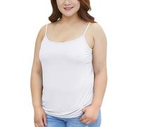 SamHeng Plus Size Vest Top for Women, Classic Solid Color High Stretch Modal Camisole Thin Breathable Spaghetti Strap Tank Top Basic Casual Undershirt Oversized Sleeveless Summer Tops, White 4XL
