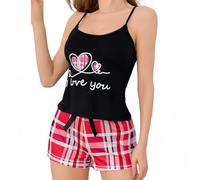 SamHeng Pyjamas for Women Summer Short Pjs for Women Sets Soft Ladies Pyjamas Sexy Cami and Shorts Pajamas Set Loungewear Sleepwear Nightwear(Red/L)