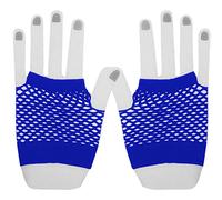 SamHeng Short Fishnet Gloves Pierced Nylon Fingerless Mesh Mitten 80s Party