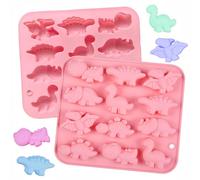 SamHeng Silicone Dinosaur Moulds, 2 Pcs 3D Non-Stick Chocolate Moulds