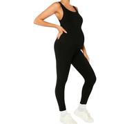 SamHeng Sleeveless Maternity Jumpsuit Black Yoga Jumpsuits Seamless Pregnancy Leggings Bodysuit U-Neck Full Length Sports Playsuit Slim Fit Casual Workout Going Outfits Activewear, L