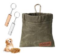 SamHeng Small Dog Treat Pouch with Training Whistle, Waterproof Dog Training Treat Bag with Automatic Closure, Hands-Free Dog Snack Pouch Puppy Dog Walking Bag with Carabiner for Daily Use (Green)