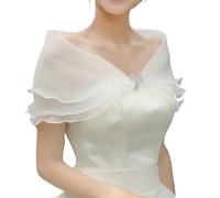 SamHeng Tulle Wedding Shawl Wrap for Women Lace Evening Cape Bridal Shoulder Covers up Scarf for Dress Prom Party Open Front Summer Wedding Dress Bolero Cardigans Elegant Capelets for women(White)