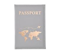SamHeng Universal Passport Cover, Portable Map Passport Holder Wallet Case Organiser for Women Men, PU Leather Airplane Travel Passport Protector for Credit Cards Cash Boarding Passes (Grey)