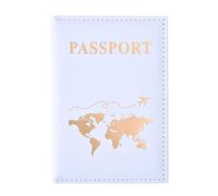 SamHeng Universal Passport Cover, Portable Map Passport Holder Wallet Case Organiser for Women Men, PU Leather Airplane Travel Passport Protector for Credit Cards Cash Boarding Passes (Light Blue)