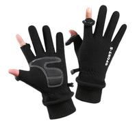 SamHeng Winter Warm Gloves for Men, Anti-Slip Touch Screen Flip Running Cycling Hiking Skiing Gloves, Black