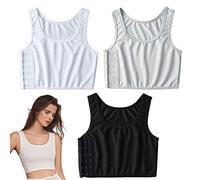 SamHeng Women Chest Binder Transgender FTM Buckle Breast Binder Tank Top Vest Sports Bra Teenagers Trans Lesbian Tomboy 3 Pack (as8, numeric, numeric_36, regular, regular, 3p)