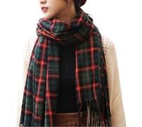 SamHeng Women Scarves, Winter Long Tartan Scarf, Soft Warm Plaid Check Wraps Wool Spinning Tassel Shawl Long Stole Scarf Ladies 82" x 24"