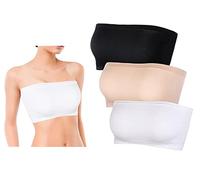 SamHeng Women Seamless Tube Top Bra Bandeau Non-Padded Strapless Bras Bralette 3 Pack