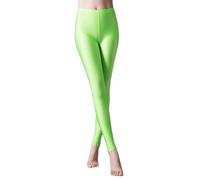SamHeng Women's Shiny Leggings, Solid Color High Waisted Skinny Pants Stretchy Glossy Spandex Tights Workout Gym Yoga Sports Pants Slim Fit Dance Trousers for Disco Nightclub Rave Party (Green)