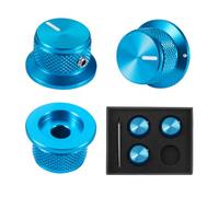 Samherome 3pcs Electric Guitar Knobs Blue Aluminum Top Hat Volume Tone Control Knobs with Fastening Screw for Fender Strat Telecaster Electric Guitar &Bass Parts(Blue)