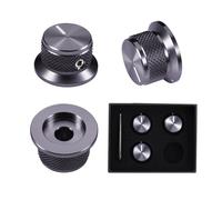 Samherome 3pcs Electric Guitar Knobs Grey Aluminum Top Hat Volume Tone Control Knobs with Fastening Screw Compatible for Fender Strat Telecaster Les Paul Electric Guitar or Bass Parts(Grey