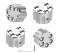 Samherome Revolver Style 6mm Guitar Pot Knobs - Aluminum Volume/Tone Knobs with Grippy Grooves, Universal Upgrade for Guitar & Bass (Silver)