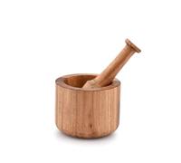 Samhita Acacia Wood Mortar and Pestle for Garlic Pepper Herb Crusher Kitchen Utensils, Housewarming Gift Mortar size(Cm): 10.16cm x 7.62cm Pestel Size (CM): 13.97cm