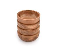 Samhita Acacia Wooden Fruit Bowl Food Serveware Dining Décor Absolute Beautiful with Your Kitchen (Set of 4) (10.16cm x 10.16cm x 3.81cm)