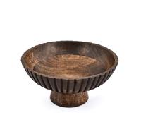 Samhita Fruit Bowl Black Mango Wood Pedestal Bowl - for Kitchen Counter, Dining Table Centerpiece & Elegant Home Décor Display (10" x 10" x 4.75")