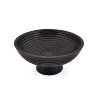 Samhita Fruit Bowl Modern Handmade Black Mango Wood Pedestal Bowl Decorative Fruit Bowl for Dining Table, Coffee Table & Kitchen Counter Display (10" x 10" x 4.75")