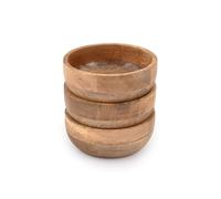 Samhita Mango Wood Round Bowl Set of 3 Perfect for Dips Sauce, Nuts, Appetizers, Desserts,. Looks Absolutey Beautiful with Your Kitchen Setting. (12.7cm x 12.7cm x 5.08cm)