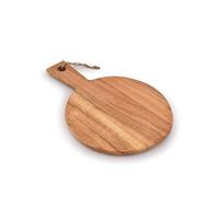 Samhita Round Acacia Wood Cutting Board with Handle for Chopping and Serving Charcuterie, Cheese, Pizza, Bread - Wall Décor (33.02cm X 22.86cm X 1.09cm)