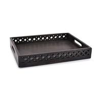Samhita Serving Platters Mango Wood Rectangular Serving Platters, Wood Plate, Tea/Drink Platter, Dinner Serving Tray, Snack Tray (Black) (35.56cm x 27.94cm x 5.08cm)