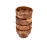 Samhita Snack & Dip Bowls Acacia Wooden Bowls Ideal for Appetizers, Dips, Sauce, Nuts, Candy, Olives, Seeds, Desserts and More (Set of 4), (7.62cm x 7.62cm x 5.08cm)
