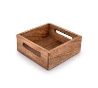 Samhita Square Burning Finish Mango Wood Napkin Holder for Restaurant Decor Kitchen Bar Accessories (19.05cm x 19.05cm x 6.98cm)