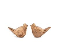 Samhita Statues Bird Figurine Gift Set - 2 Hand-Carved Mango Wood Sculptures - Unique Rustic Home Décor Gift for Nature Lovers, Bird Watchers, or Minimalist Interiors (5.25'' X 2.5'' X 3'')