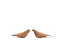 Samhita Statues Handcrafted Acacia Wood Bird Statues - Decorative Bird Figurines for Living Room, Shelf, or Entryway - Natural Wood Animal Décor, Set of 2 (6.25'' X 2.25'' X 2.5'')