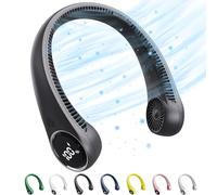 SAMISKO Personal Cooling Portable Neck Fans - USB Rechargeable,360 Free Rotation & Lower Noise Bladeless Battery Operated Design with 3 Speeds Duration 48 hrs, Small Neck Air Conditioner(Black)