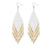 Samiyack Long Big Large Bead Beaded Dangle Earrings for Women, Zinc, No Gemstone