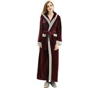 Samko Ladies Full Length Dressing Gown Lined Hooded Bathrobes Snug Long Robes Housecoat Loungewear for Bedroom Showerroom Wine Red L