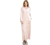 Ladies Long Super Soft Fleece Bath Robe Hooded Warm Thick Dressing Gown Snuggle Winter Personalised Kimono Robes for Bride Bridesmaid Girlfriend Pink M