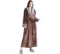 Samko Women Fluffy Fleece Dressing Gown Luxury Soft Flannel Long Length Robe Snuggle Winter Warm Night Gown Coffee M