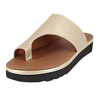 Samko Womens Comfy Platform Sandals Toe Post Flipflops Summer Ladies Orthotic Slipper Bunion Corrector Shoes Gold 4 UK