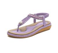 Samko Womens Summer Outdoor Flat Sandals,Open Toe Comfy Wide Fit Walking Shoes Purple 8.5 UK