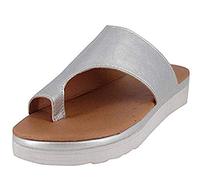 Samko Womens Toepost Sandals Flip Flops Bunion Correctors Sandals Comfortable Summer Beach Travel Shoes Silver 5.5 UK